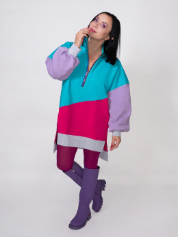BLUZA KOLOROWA ZE STÓJKĄ I ŚCIĄGACZEM C