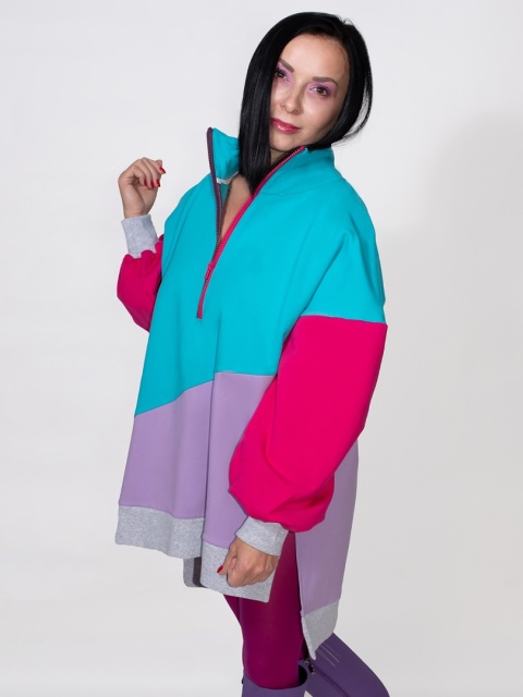 BLUZA KOLOROWA ZE STÓJKĄ I ŚCIĄGACZEM D BLUZA KOLOROWA ZE STÓJKĄ I ŚCIĄGACZEM D