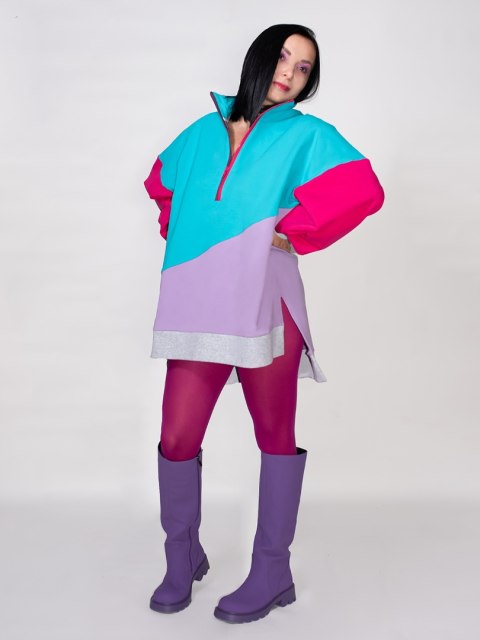 BLUZA KOLOROWA ZE STÓJKĄ I ŚCIĄGACZEM D BLUZA KOLOROWA ZE STÓJKĄ I ŚCIĄGACZEM D