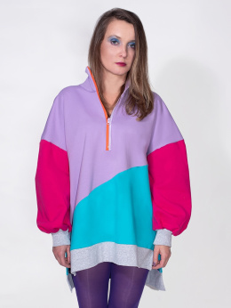 BLUZA KOLOROWA ZE STÓJKĄ I ŚCIĄGACZEM E