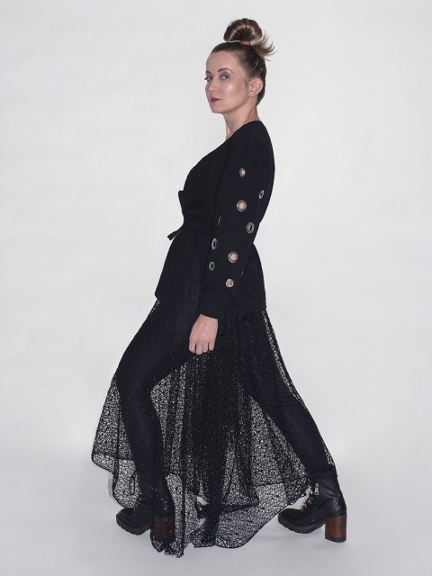 BLUZA Z TUNELEM CZARNA BLUZA Z TUNELEM CZARNA