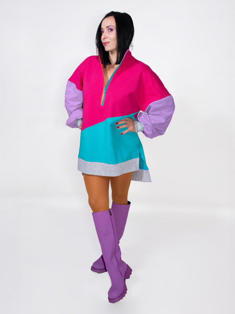 BLUZA KOLOROWA ZE STÓJKĄ I ŚCIĄGACZEM F BLUZA KOLOROWA ZE STÓJKĄ I ŚCIĄGACZEM F